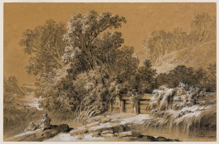 Winter Landscape with Two Children	